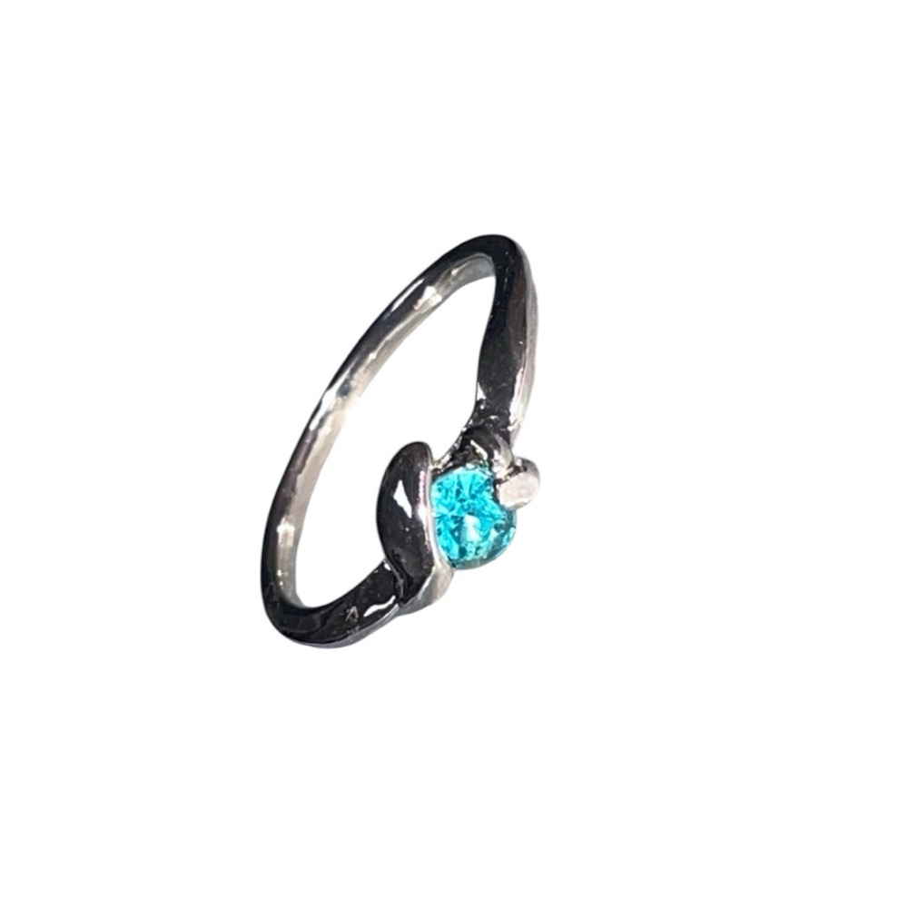 Blue Stone Silver-Tone Women's Ring